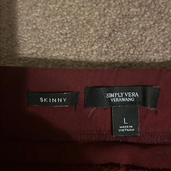 Simply Vera Vera Wang Maroon Skinny Pants - Picture 2 of 3